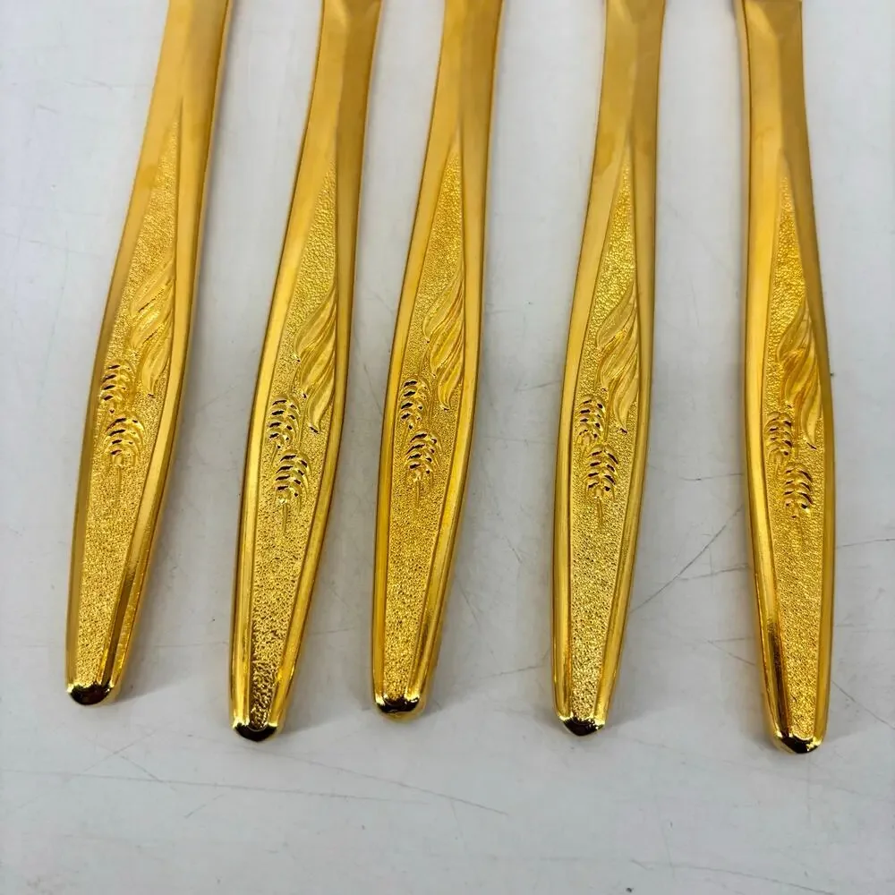Sherwood Stanley Roberts Flatware Spoons Salad Forks Stainless Gold Tone